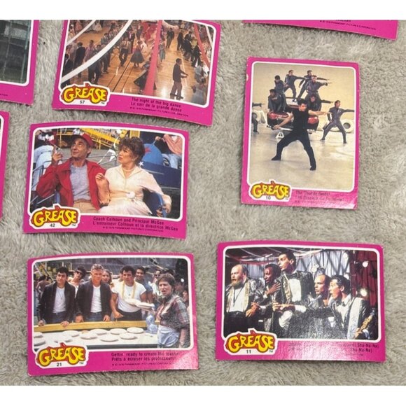 Vintage Grease 1978 Trading Cards Lot Of 13 Scenes & Characters Pink - Picture 2 of 6
